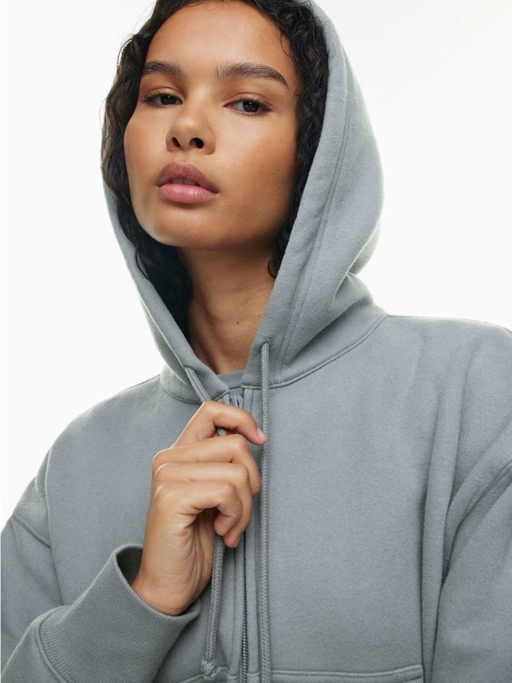 Aritzia TNA Cozy Fleece Boyfriend Boxy Zip Hoodie Shady Blue size Large